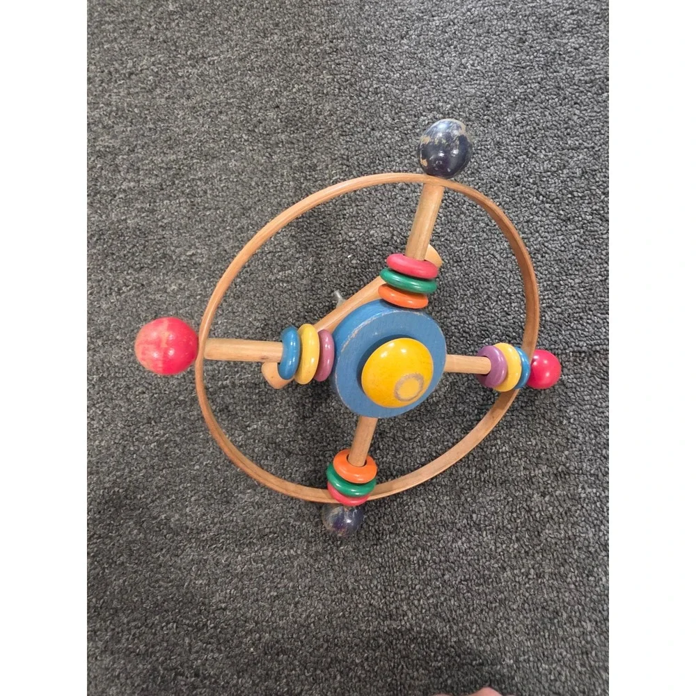 Vintage Fisher Price Right-Time Toy Wooden Play Pen Whirl Activity Spinner Toy